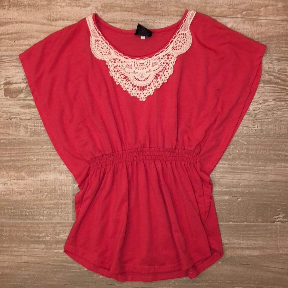 Lace Pink Cinched Blouse